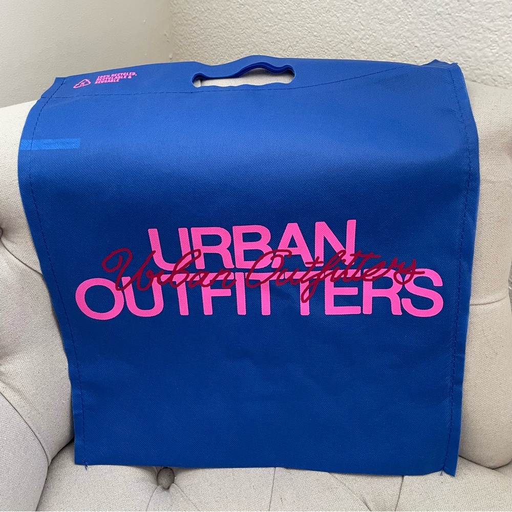 💙 New Urban outfitters shopping gift reusable tote bag blue pink smile logo